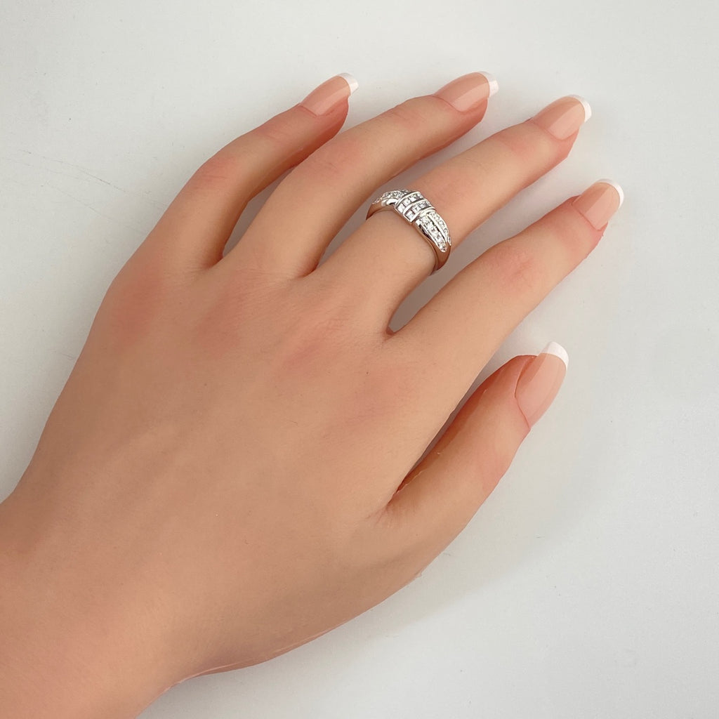 メレダイヤ デザインリング プラチナ 指輪 リング 13.5号 Pt900 ダイヤモンド レディース 【中古】nbjwl