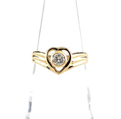 ハートモチーフ デザインリング YG イエローゴールド 指輪 メレダイヤ リング 10号 K18 ダイヤモンド レディース 【中古】nbjwl