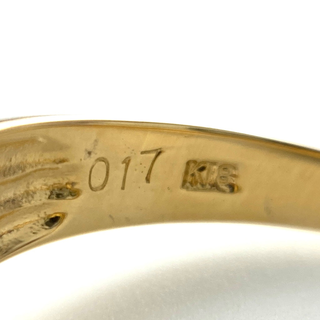 ハートモチーフ デザインリング YG イエローゴールド 指輪 メレダイヤ リング 10号 K18 ダイヤモンド レディース 【中古】nbjwl