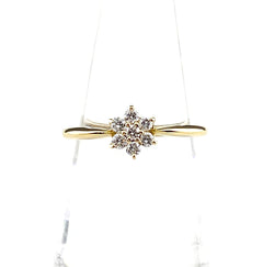 フラワーモチーフ デザインリング YG イエローゴールド 指輪 メレダイヤ 花 リング 11号 K18 ダイヤモンド レディース 【中古】nbjwl