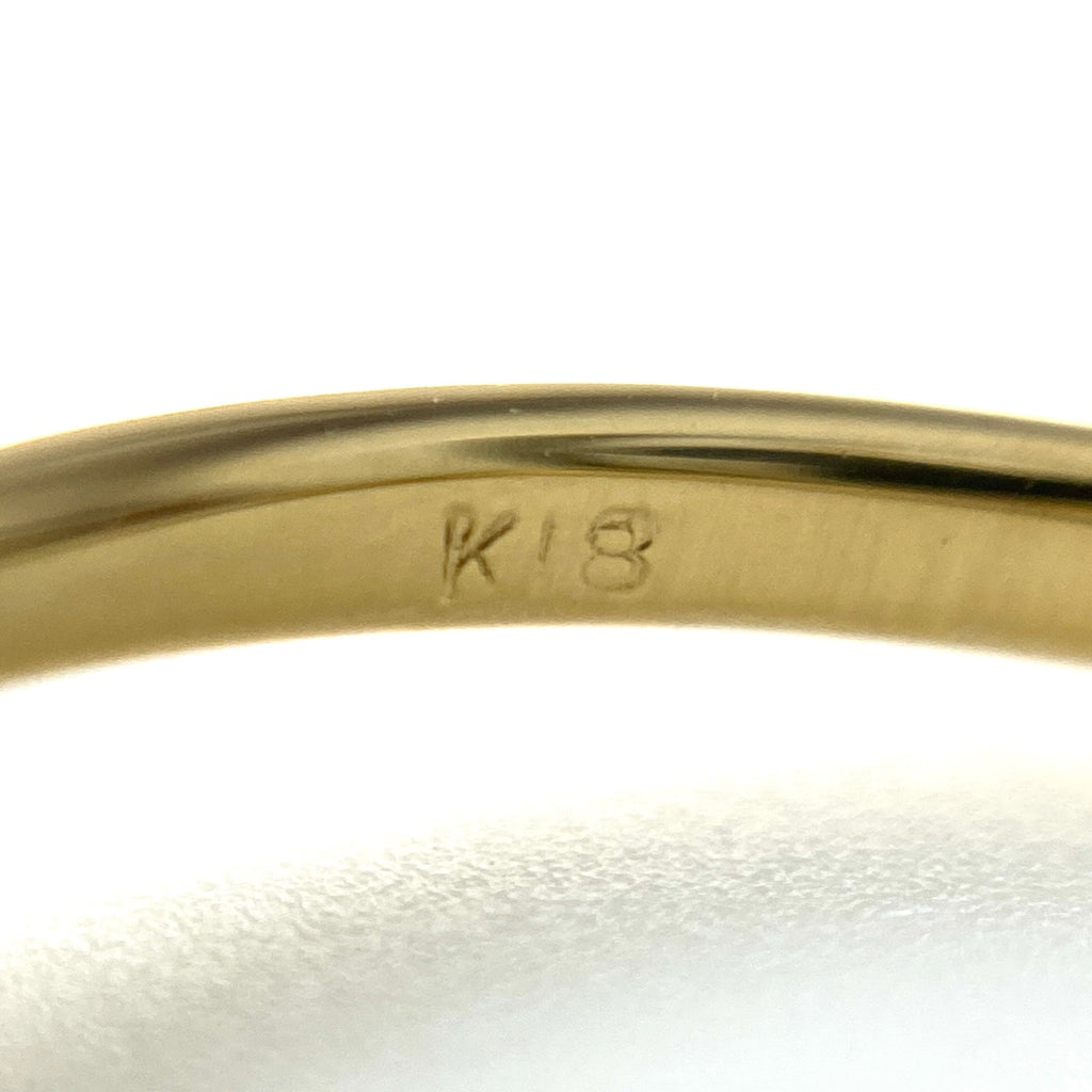 フラワーモチーフ デザインリング YG イエローゴールド 指輪 メレダイヤ 花 リング 11号 K18 ダイヤモンド レディース 【中古】nbjwl