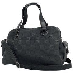 サルヴァトーレフェラガモ ガンチーニ柄 ボストンバッグ 2WAY ショルダーバッグ ボストンバッグ キャンバス ブラック AU-21/5853 レディース 【中古】brbag