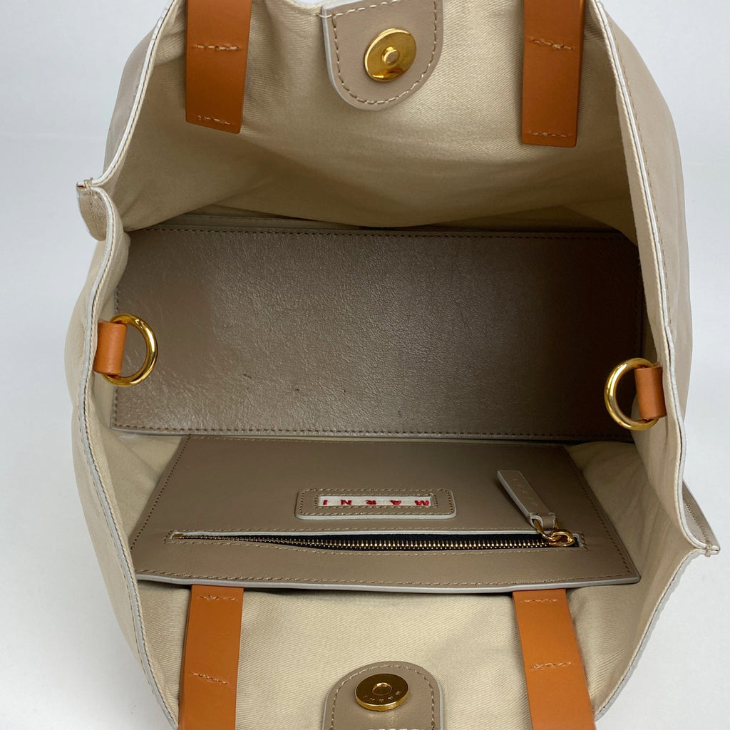 マルニ ミュゼオ トートバッグ ソフト スモール 2WAY ショルダーバッグ トートバッグ レザー ベージュ ブラウン レディース 【中古】brbag