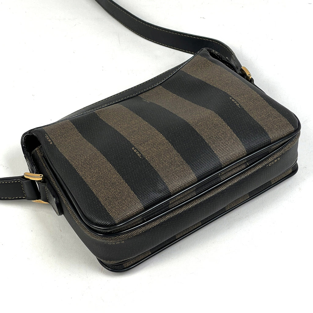 【ジャンク品】フェンディ ペカン柄 ショルダーバッグ 斜め掛け ショルダーバッグ コーティングキャンバス ブラック ブラウン レディース 【中古】brbag