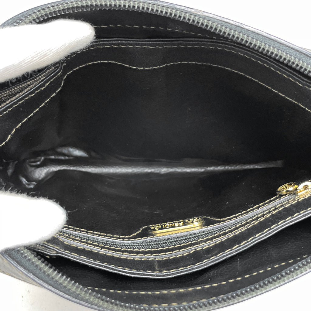 【ジャンク品】フェンディ ペカン柄 ショルダーバッグ 斜め掛け ショルダーバッグ コーティングキャンバス ブラック ブラウン レディース 【中古】brbag