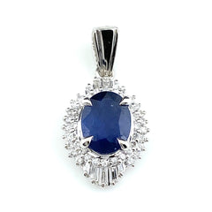 サファイア デザインペンダントトップ プラチナ メレダイヤ ペンダントトップ Pt900 サファイア ダイヤモンド レディース 【中古】nbjwl