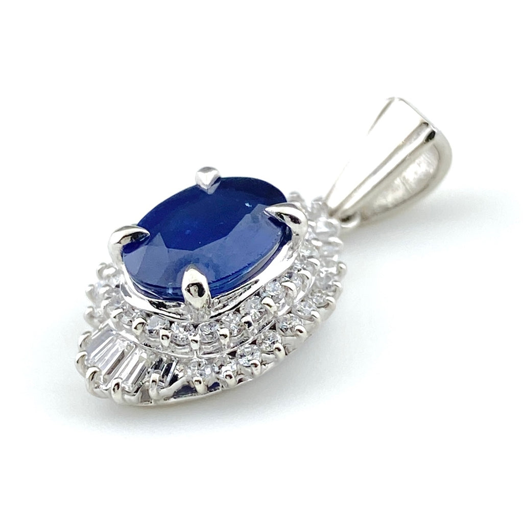 サファイア デザインペンダントトップ プラチナ メレダイヤ ペンダントトップ Pt900 サファイア ダイヤモンド レディース 【中古】nbjwl