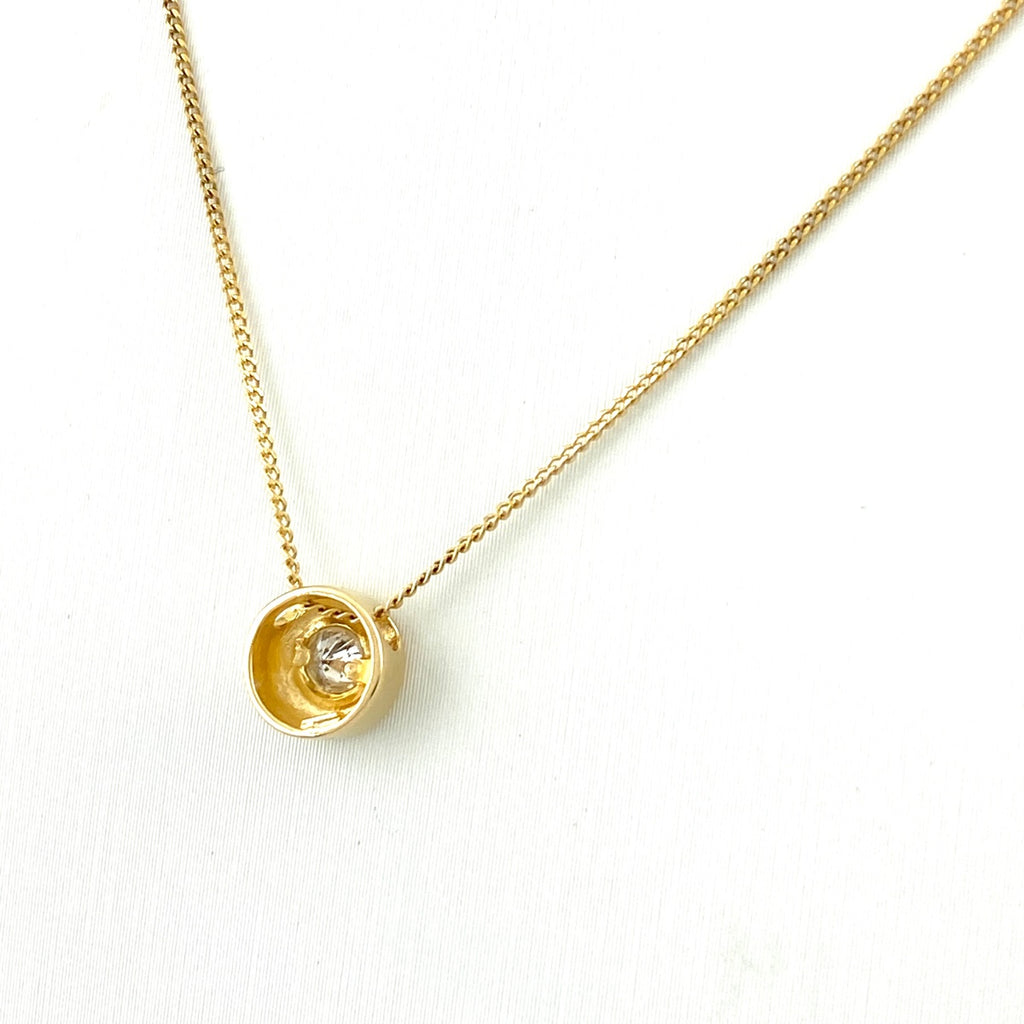 メレダイヤ デザインネックレス YG イエローゴールド ペンダント ネックレス K18 ダイヤモンド レディース 【中古】nbjwl