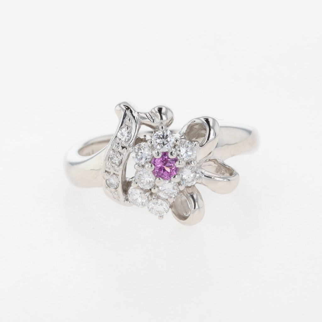 フラワーモチーフ デザインリング プラチナ 指輪 メレダイヤ 花 トリートメントダイヤ リング 12号 Pt900 ダイヤモンド レディース 【中古】nbjwl