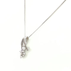 メレダイヤ デザインネックレス プラチナ ペンダント ネックレス K18 WG ダイヤモンド レディース 【中古】nbjwl