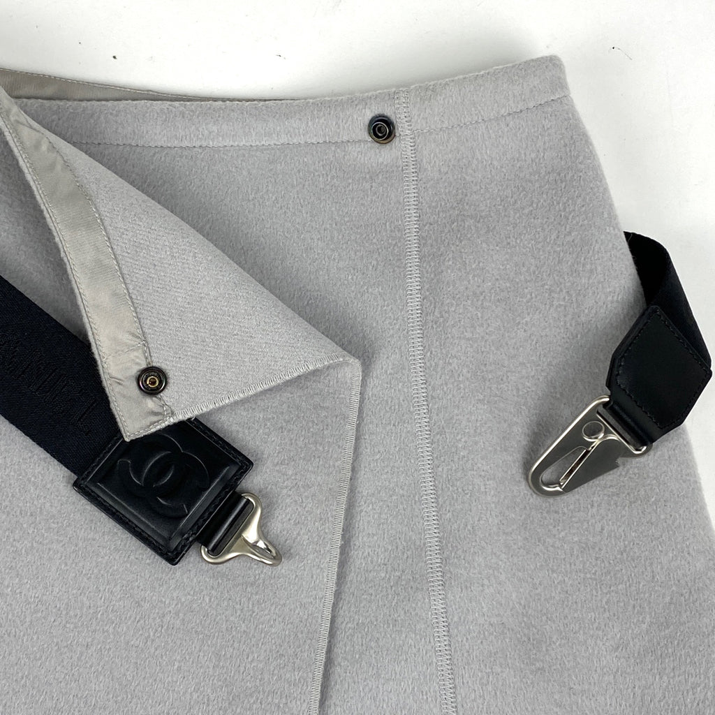 シャネル スポーツライン ラップスカート ロゴ ベルト付き ボトムス スカート ウール グレー レディース 【中古】brapp