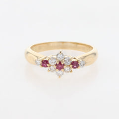 K18 YG ルビー リング 11号 ダイヤモンド0.25ct レディース 【中古】nbjwl