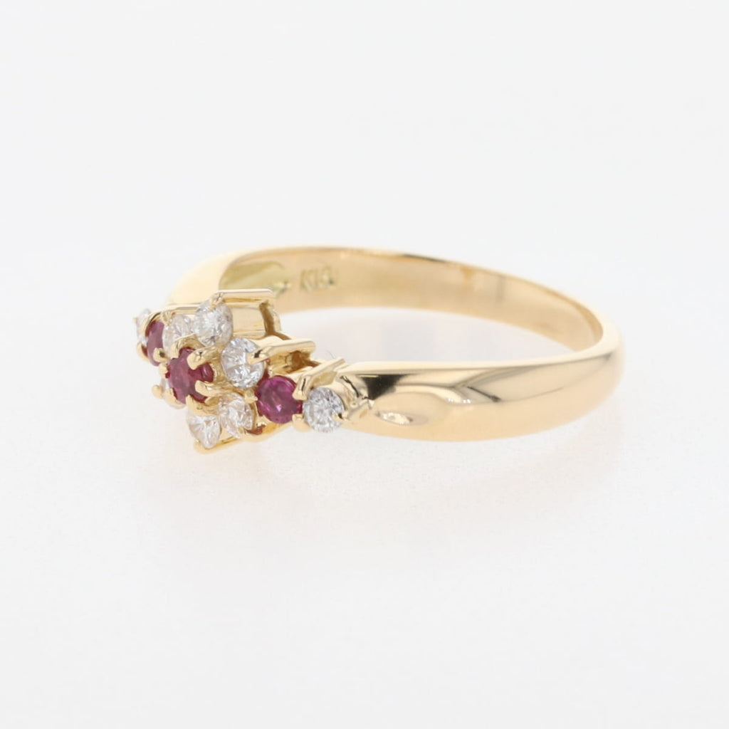 K18 YG ルビー リング 11号 ダイヤモンド0.25ct レディース 【中古】nbjwl