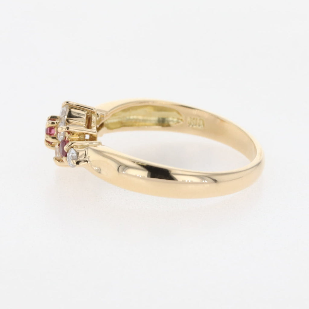 K18 YG ルビー リング 11号 ダイヤモンド0.25ct レディース 【中古】nbjwl