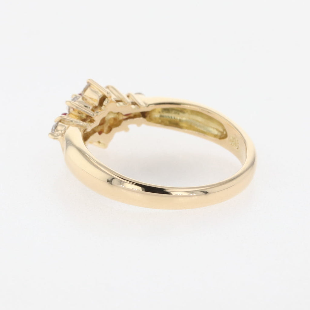 K18 YG ルビー リング 11号 ダイヤモンド0.25ct レディース 【中古】nbjwl