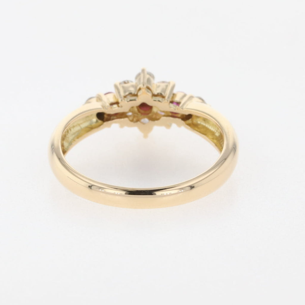 K18 YG ルビー リング 11号 ダイヤモンド0.25ct レディース 【中古】nbjwl