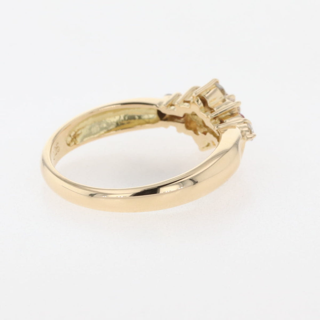 K18 YG ルビー リング 11号 ダイヤモンド0.25ct レディース 【中古】nbjwl