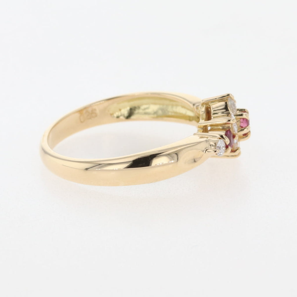 K18 YG ルビー リング 11号 ダイヤモンド0.25ct レディース 【中古】nbjwl