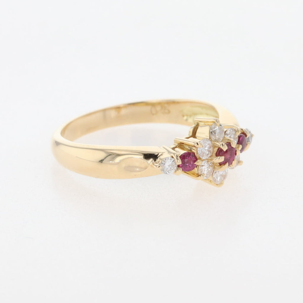 K18 YG ルビー リング 11号 ダイヤモンド0.25ct レディース 【中古】nbjwl