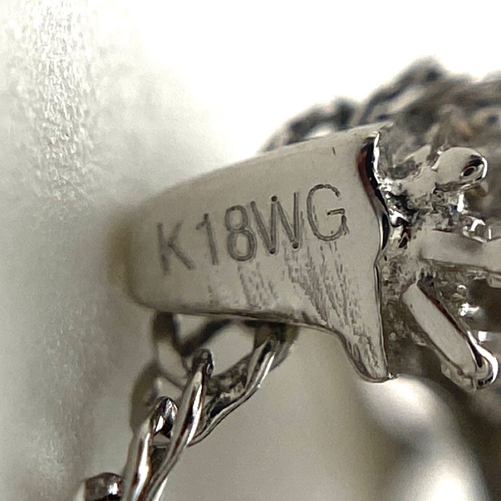 ムーンモチーフ デザインネックレス WG ホワイトゴールド ペンダント メレダイヤ 月 ネックレス K18 WG ダイヤモンド レディース 【中古】nbjwl