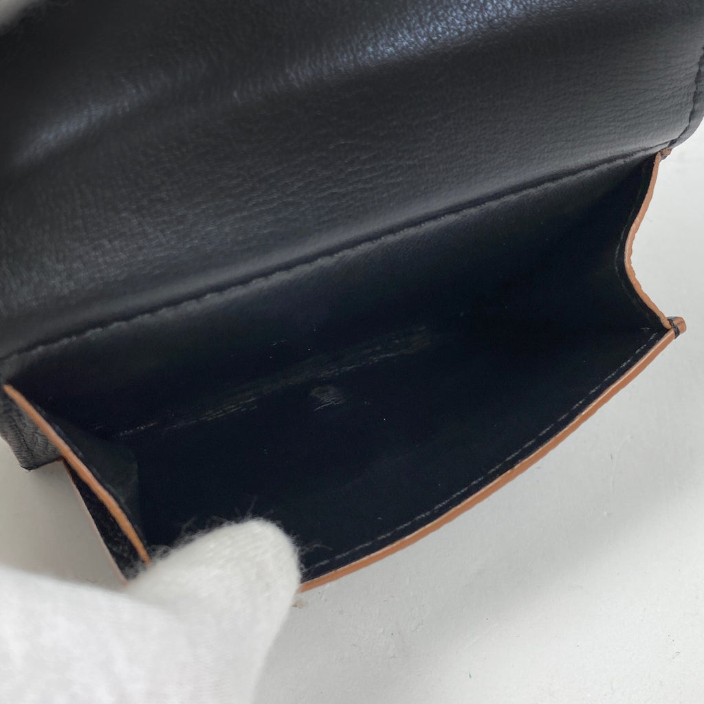 ロエベ アナグラム トライフォールド ウォレット 三つ折り財布 レザー ブラック ブラウン レディース 【中古】brbag