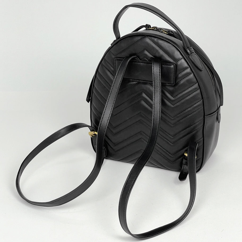 グッチ GGマーモント リュックサック バックパック デイパック ロゴ リュック レザー ブラック 476671 レディース 【中古】brbag