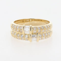 メレダイヤ デザインリング YG イエローゴールド 指輪 リング 12号 K18 750 ダイヤモンド レディース 【中古】nbjwl