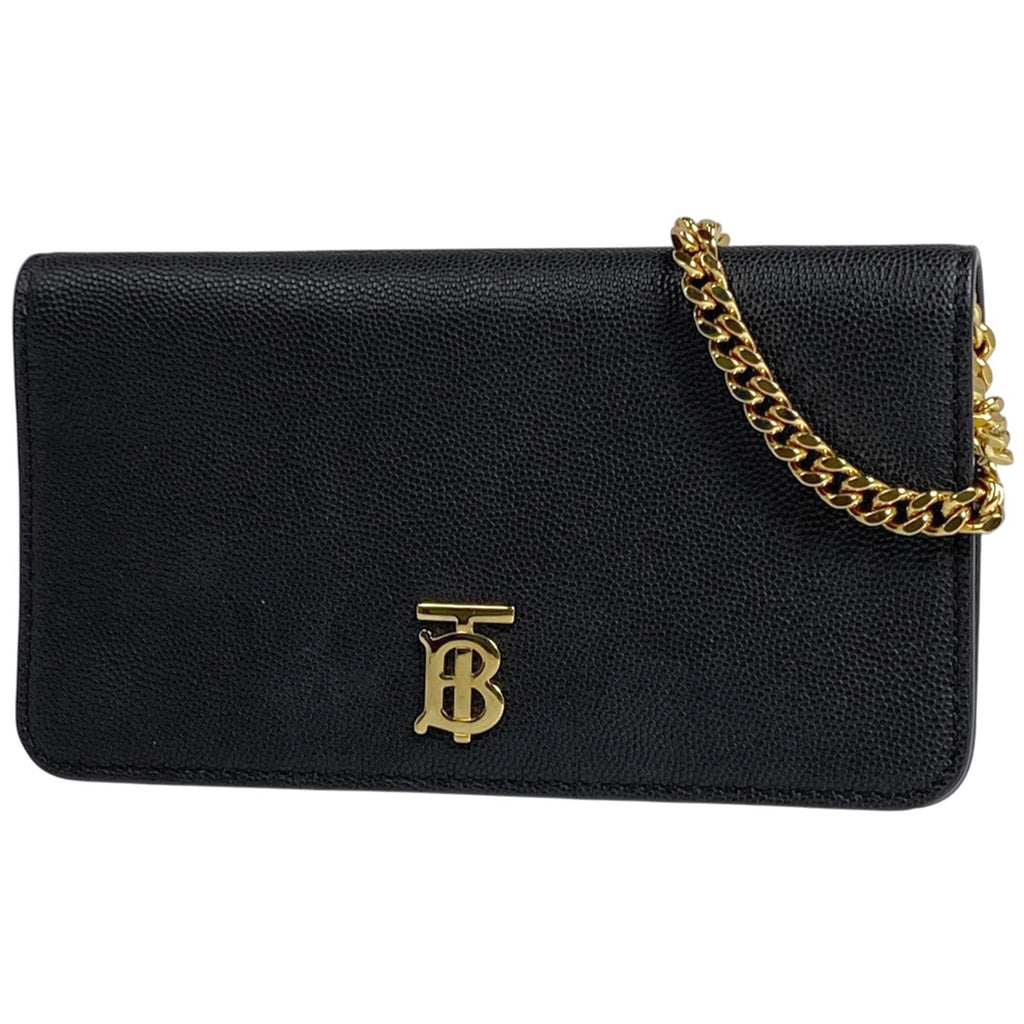 バーバリー ロゴ チェーンウォレット TB 財布 チェーンウォレット レザー ブラック レディース 【中古】brbag