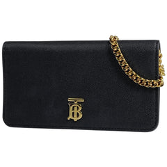 バーバリー ロゴ チェーンウォレット TB 財布 チェーンウォレット レザー ブラック レディース 【中古】brbag