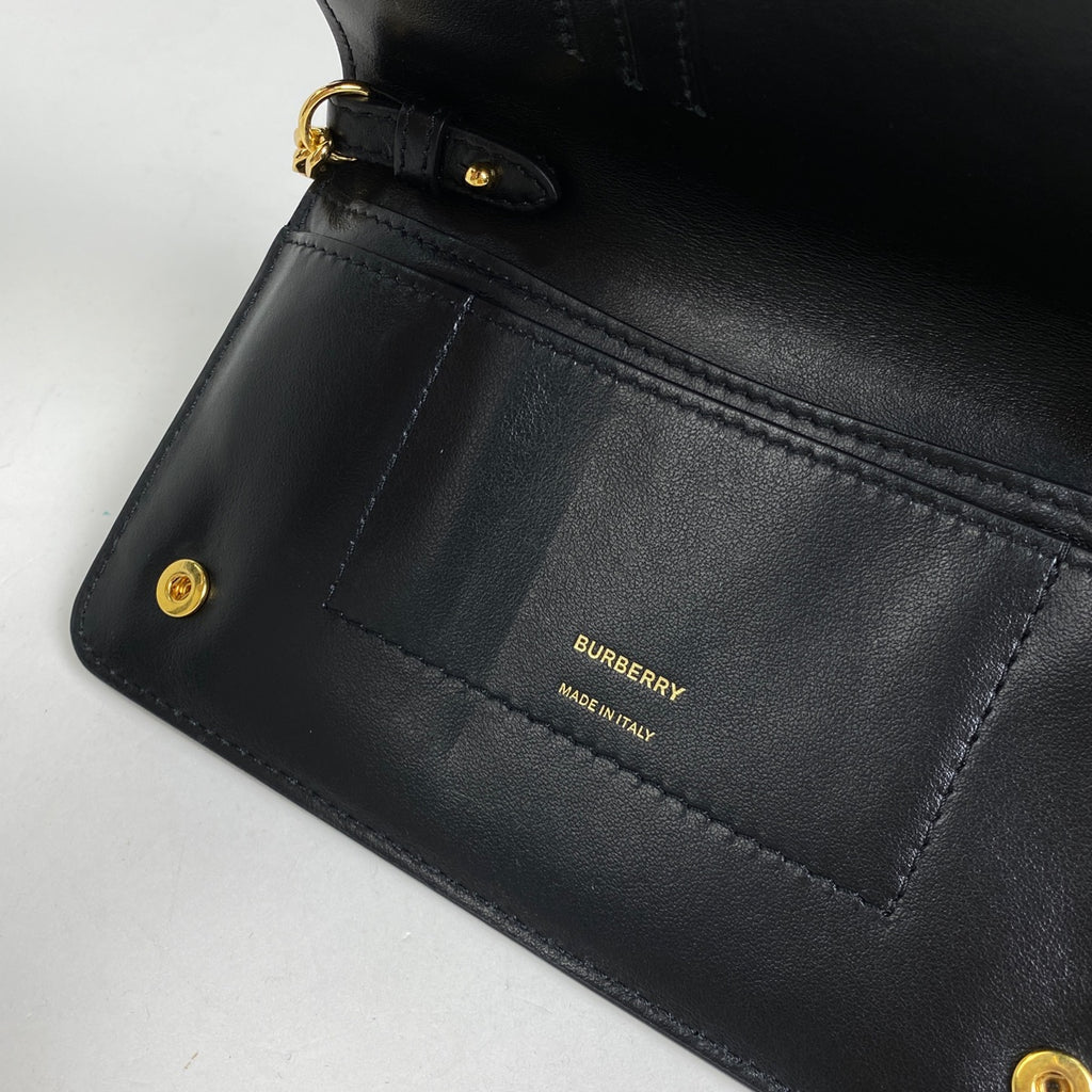 バーバリー ロゴ チェーンウォレット TB 財布 チェーンウォレット レザー ブラック レディース 【中古】brbag