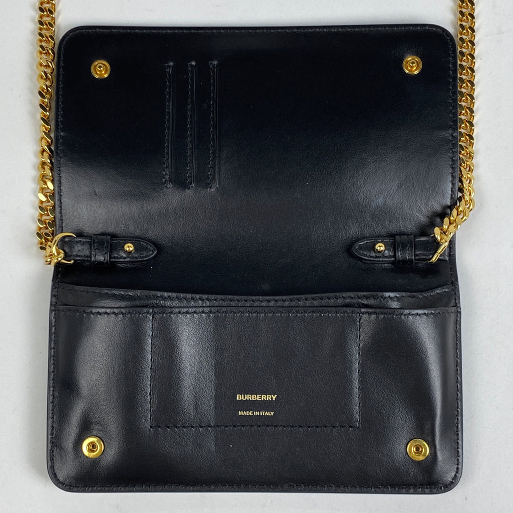 バーバリー ロゴ チェーンウォレット TB 財布 チェーンウォレット レザー ブラック レディース 【中古】brbag