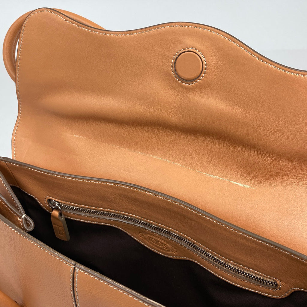 トッズ ロゴ ハンドバッグ ショルダーバッグ ハンドバッグ レザー ブラウン レディース 【中古】brbag