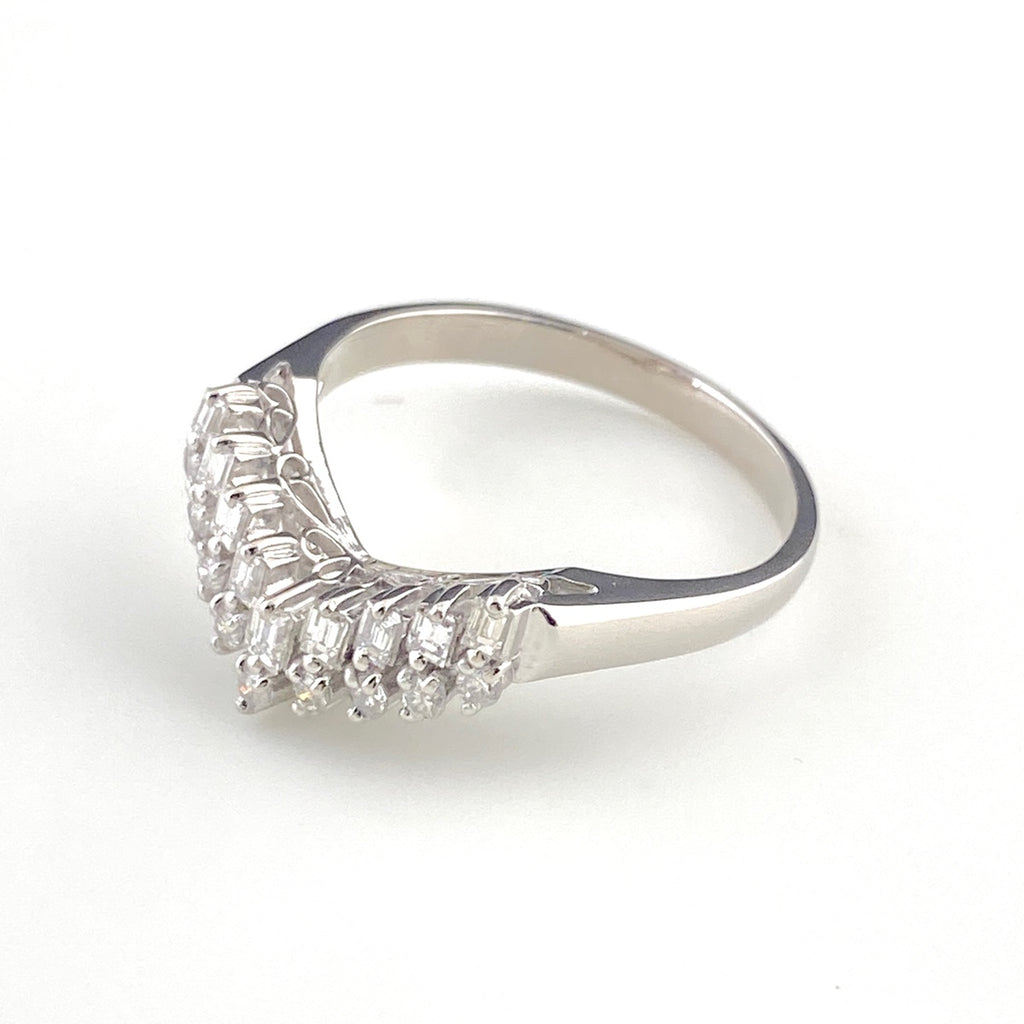 メレダイヤ デザインリング プラチナ 指輪 リング 11号 Pt900 ダイヤモンド レディース 【中古】nbjwl