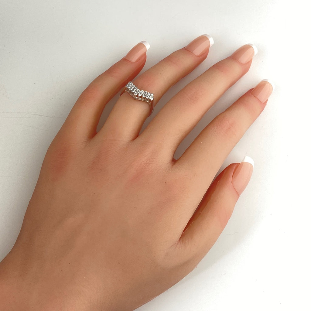 メレダイヤ デザインリング プラチナ 指輪 リング 11号 Pt900 ダイヤモンド レディース 【中古】nbjwl