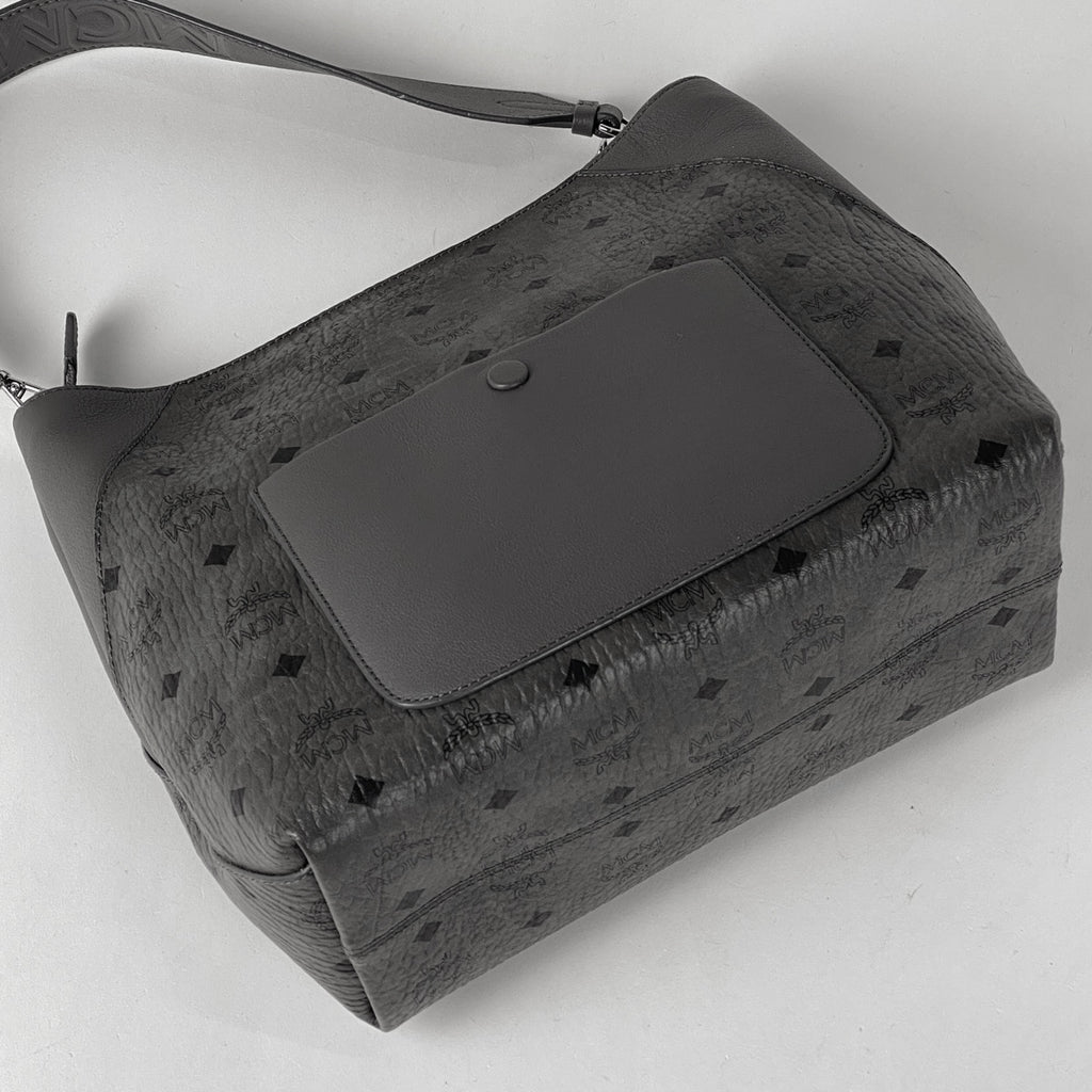 エム・シー・エム ロゴグラム ショルダーバッグ 肩掛け 斜めがけ ショルダーバッグ レザー グレー レディース 【中古】brbag