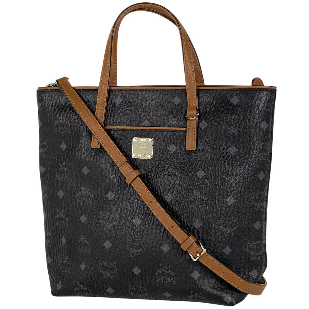 エム・シー・エム ロゴグラム ハンドバッグ ヴィセトス 2WAY ショルダーバッグ ハンドバッグ レザー ブラック ブラウン レディース 【中古】brbag