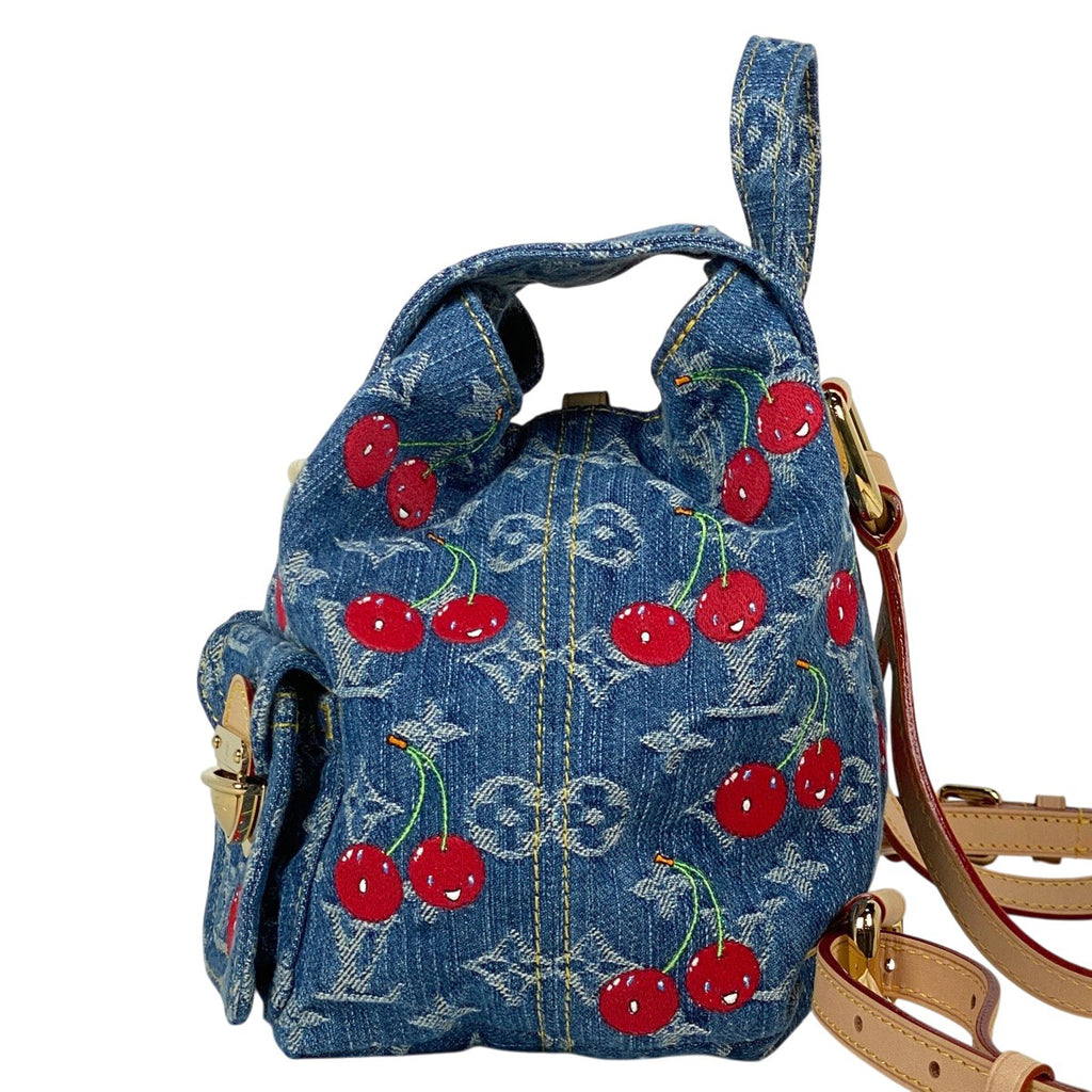 ルイ・ヴィトン LV × TM ヴェニス 村上隆 サクランボ チェリー リュック モノグラムデニム ブルー M13679 レディース 【中古】brbag