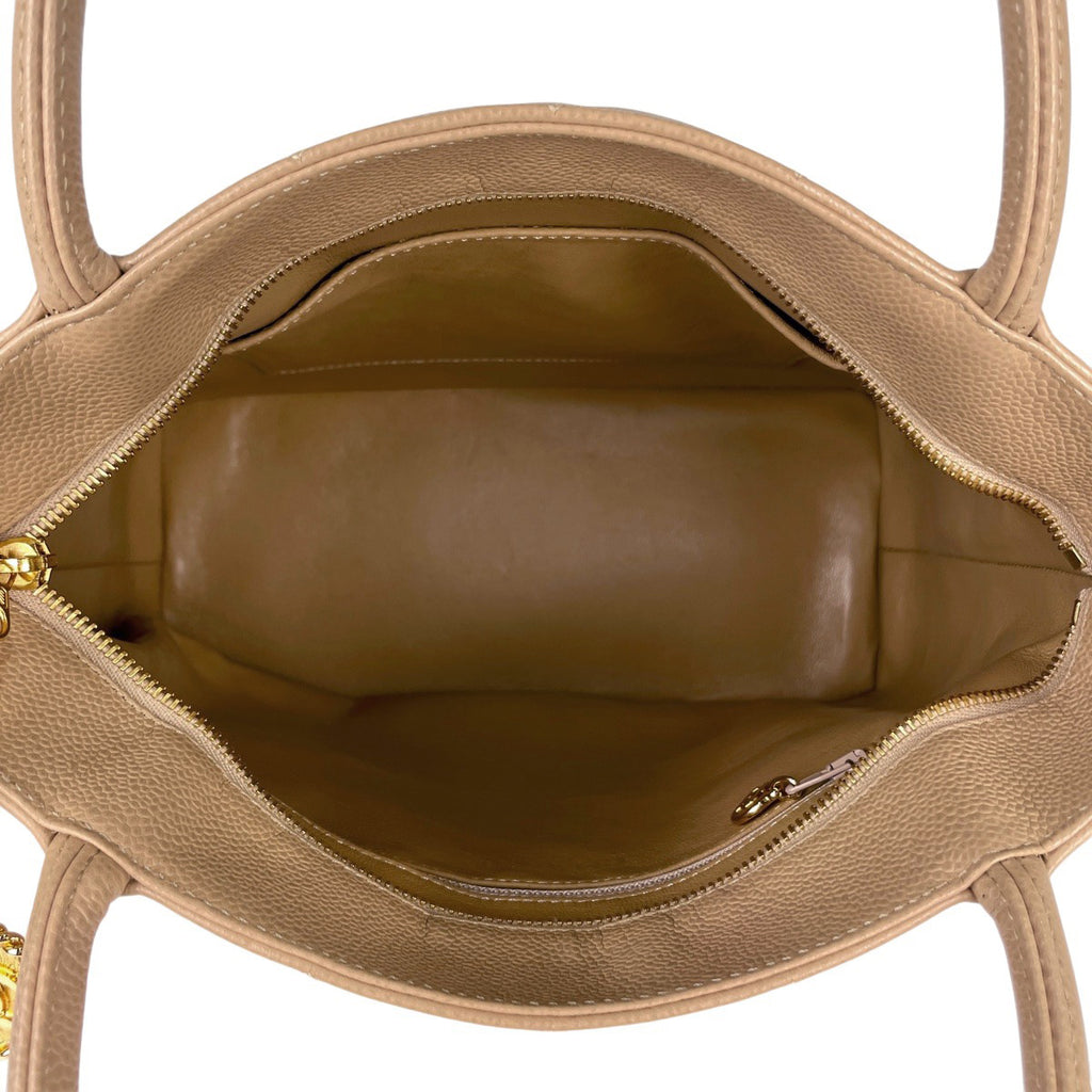 シャネル 復刻トート ハンドバッグ ココマーク トートバッグ キャビアスキン ベージュ A01804 レディース 【中古】brbag