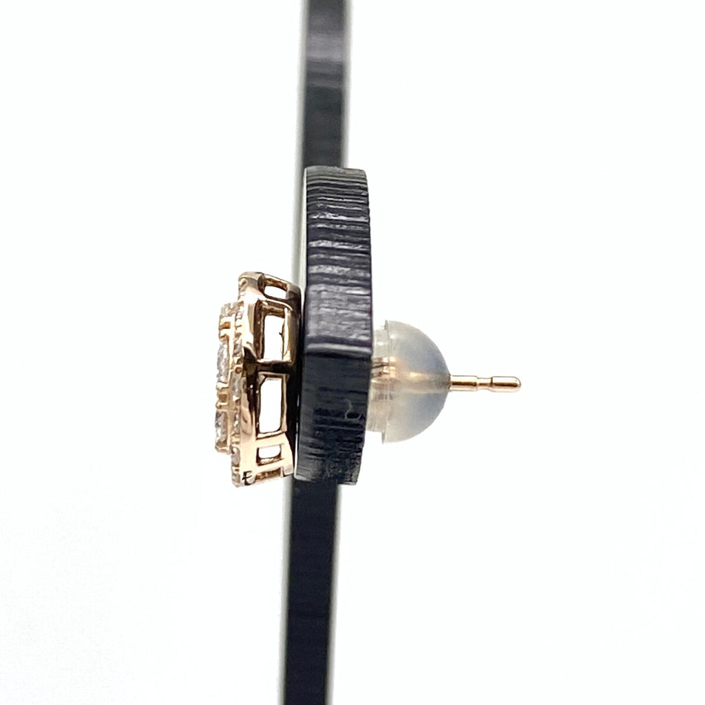 フラワーモチーフ デザインピアス PG ピンクゴールド メレダイヤ 花 ピアス K18 ダイヤモンド レディース 【中古】nbjwl