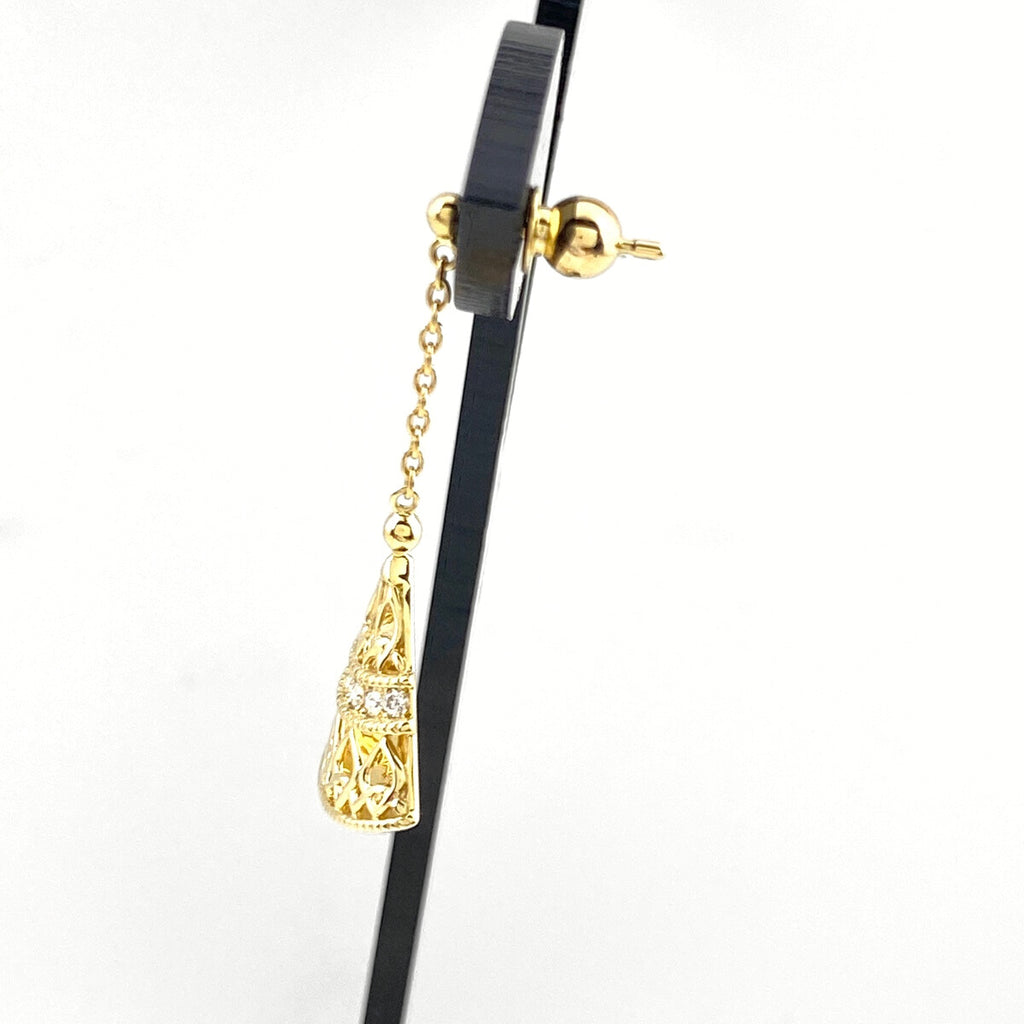 星の砂 メレダイヤ デザインピアス YG イエローゴールド ピアス K18 ダイヤモンド レディース 【中古】brjwl
