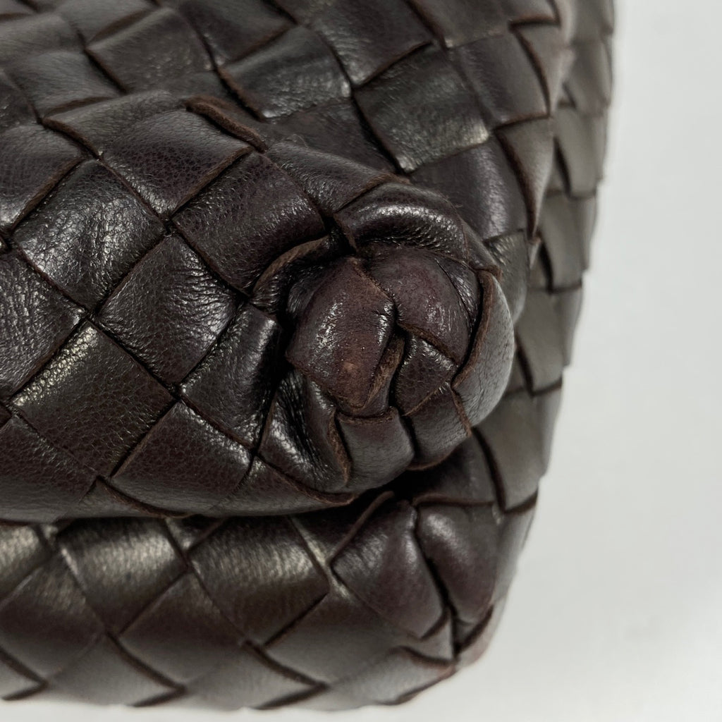 ボッテガヴェネタ イントレチャート ショルダーバッグ 肩掛け 斜め掛け 編み込み ショルダーバッグ レザー ブラウン レディース 【中古】brbag