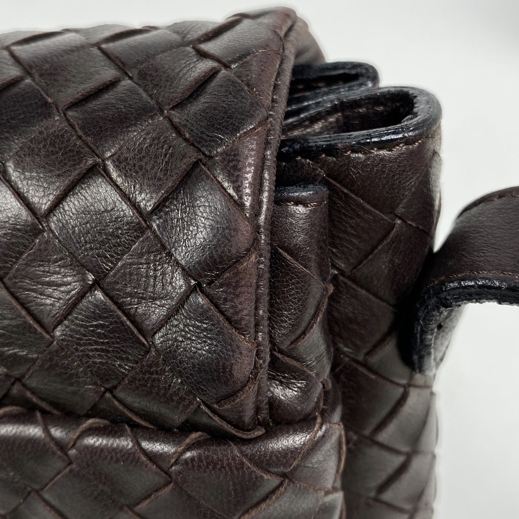 ボッテガヴェネタ イントレチャート ショルダーバッグ 肩掛け 斜め掛け 編み込み ショルダーバッグ レザー ブラウン レディース 【中古】brbag