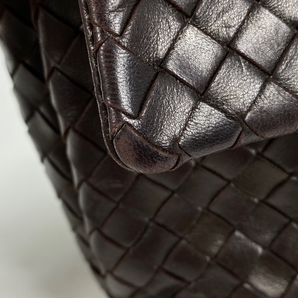 ボッテガヴェネタ イントレチャート ショルダーバッグ 肩掛け 斜め掛け 編み込み ショルダーバッグ レザー ブラウン レディース 【中古】brbag