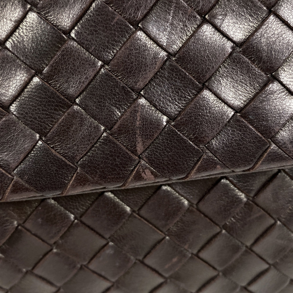 ボッテガヴェネタ イントレチャート ショルダーバッグ 肩掛け 斜め掛け 編み込み ショルダーバッグ レザー ブラウン レディース 【中古】brbag