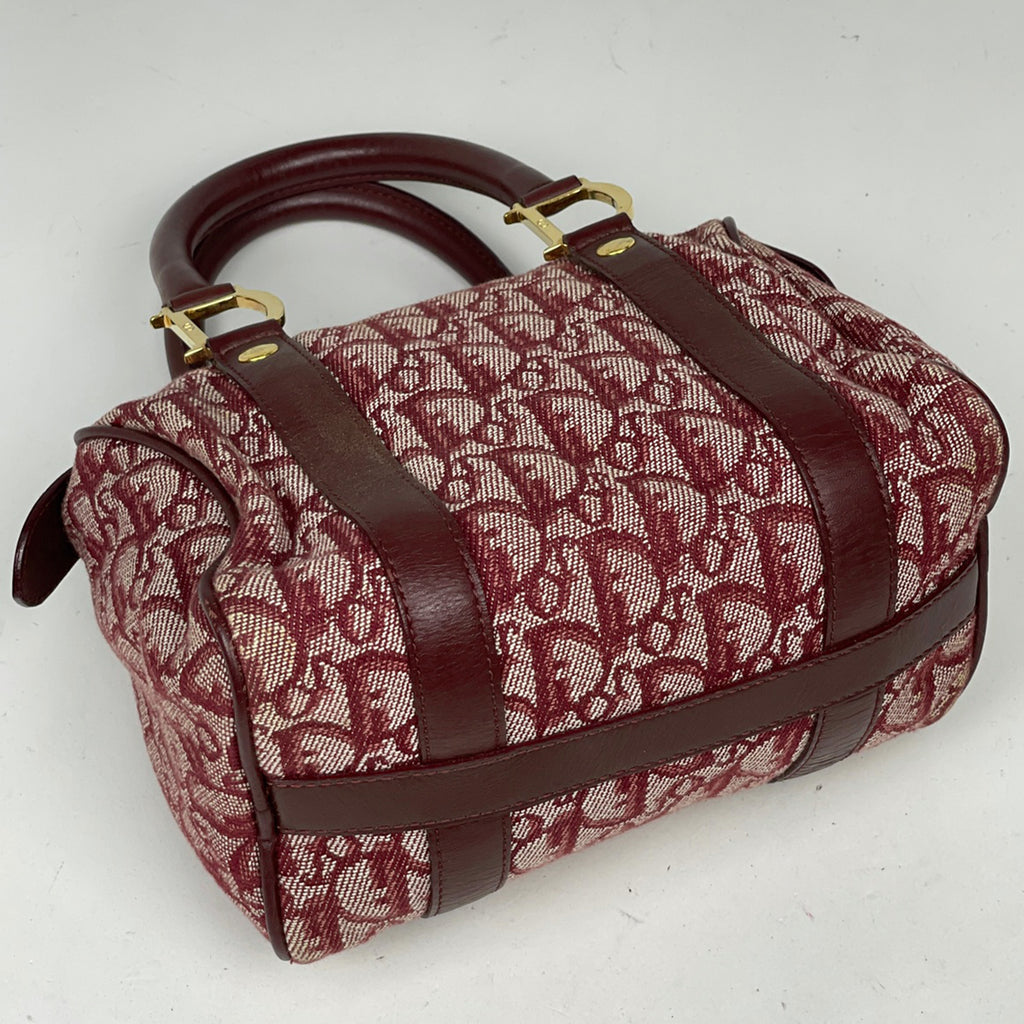 クリスチャンディオール トロッター柄 ハンドバッグ ロゴ ミニボストン ハンドバッグ キャンバス レッド レディース 【中古】brbag