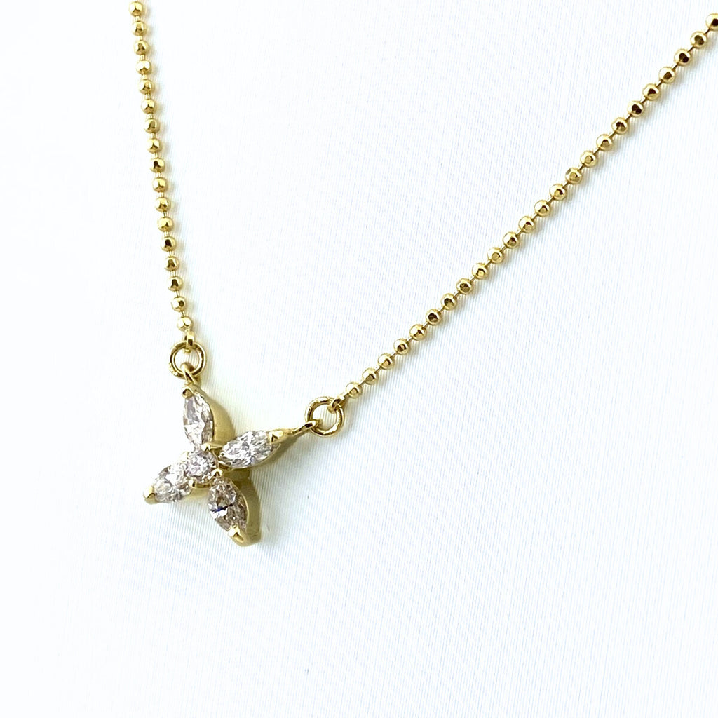 メレダイヤ デザインネックレス YG イエローゴールド ペンダント ネックレス K18 ダイヤモンド レディース 【中古】nbjwl