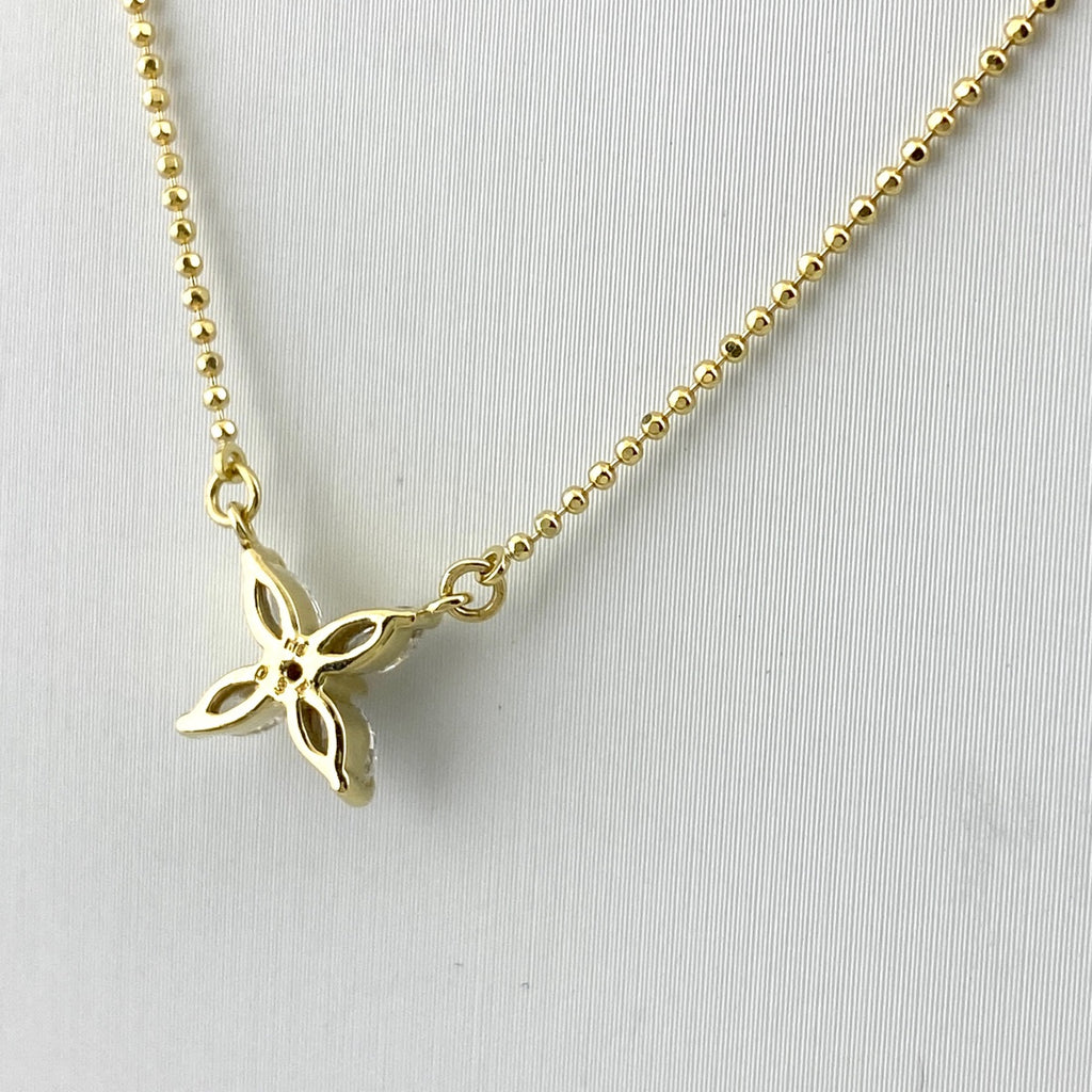 メレダイヤ デザインネックレス YG イエローゴールド ペンダント ネックレス K18 ダイヤモンド レディース 【中古】nbjwl