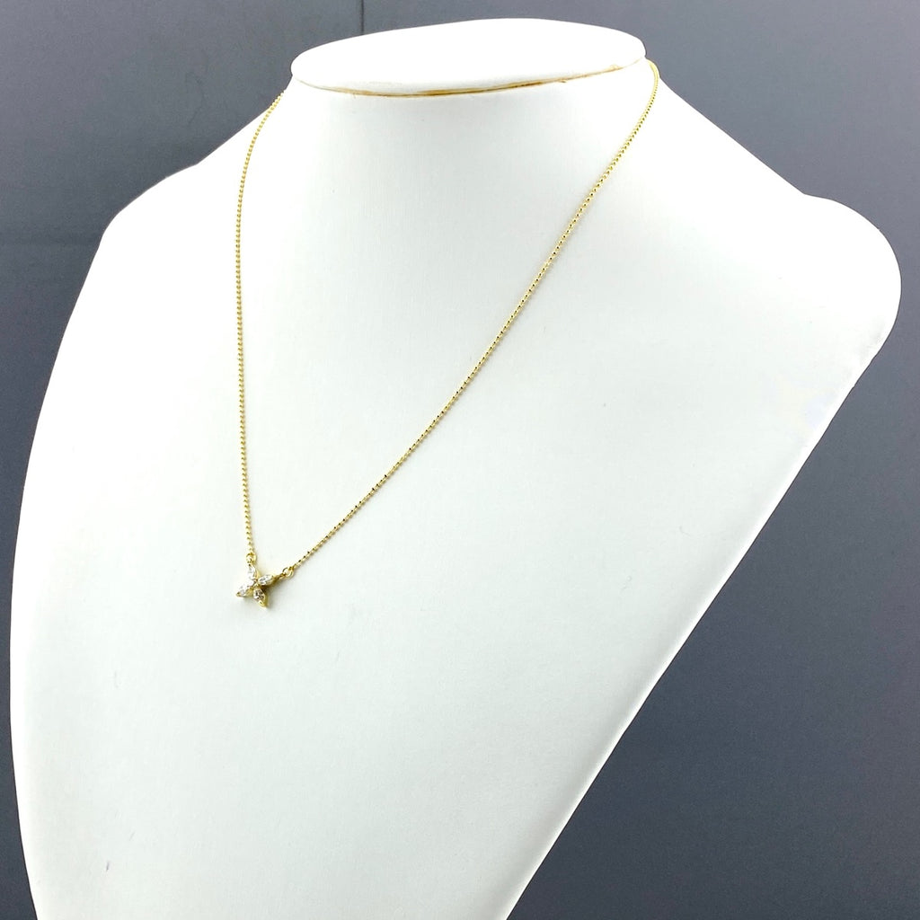 メレダイヤ デザインネックレス YG イエローゴールド ペンダント ネックレス K18 ダイヤモンド レディース 【中古】nbjwl