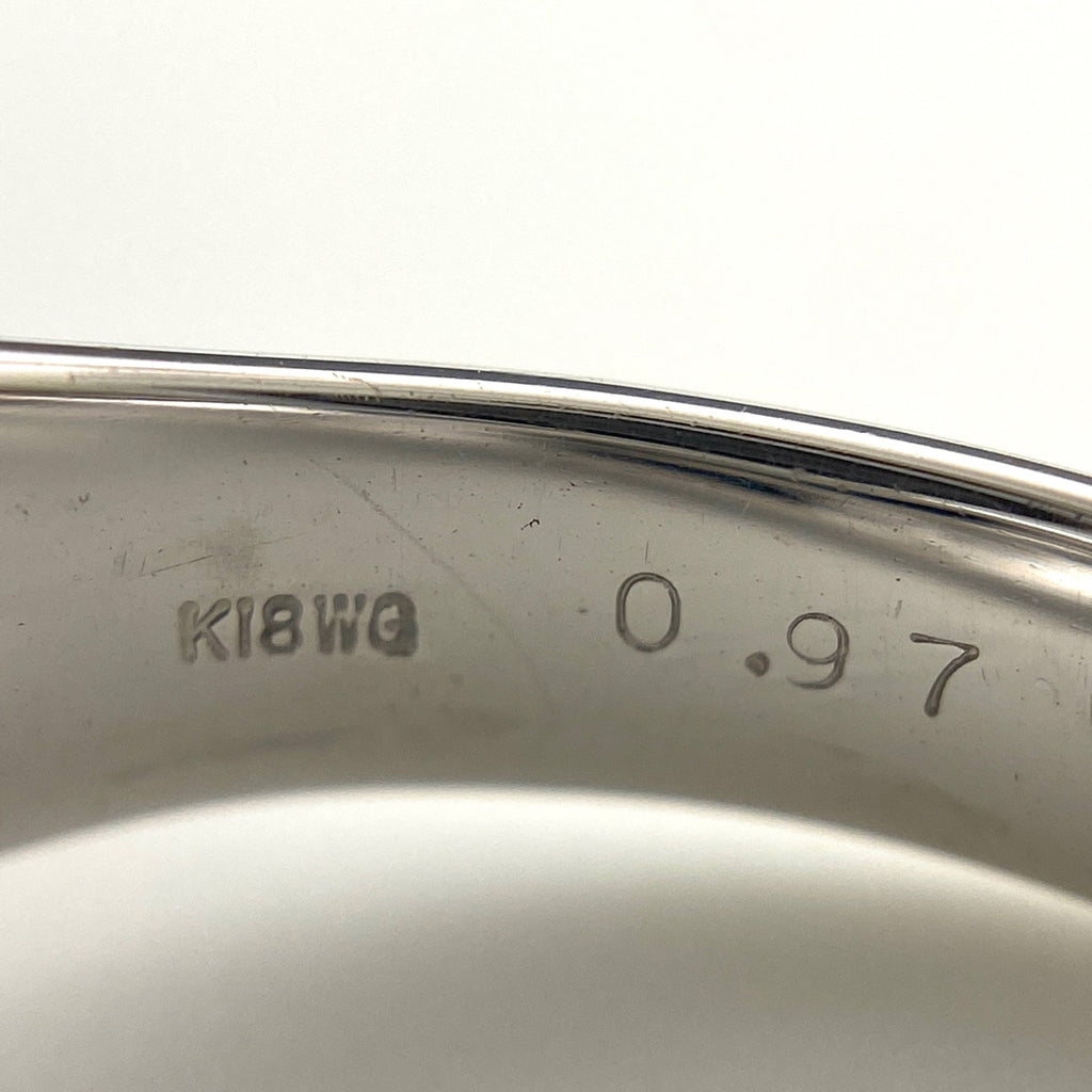 ブラックオパール デザインリング プラチナ 指輪 メレダイヤ ダイヤモンド リング 11号 K18 WG ブラックオパール レディース 【中古】nbjwl