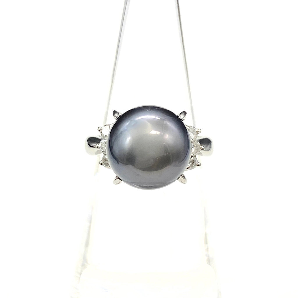 パール デザインリング プラチナ 指輪 メレダイヤ 真珠 リング 12号 Pt900 パール ダイヤモンド レディース 【中古】nbjwl